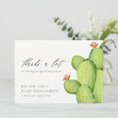 GROENE WATERVERF DESERT CACTUS FLOWER DANK U BEDANKKAART (Staand voorkant)