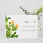 GROENE WATERVERF DESERT CACTUS FLOWER DANK U BEDANKKAART (Staand voorkant)