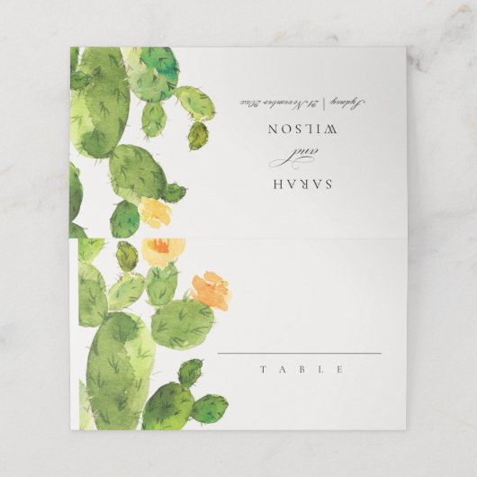 GROENE WATERVERF DESERT CACTUS FLOWER MONOGRAM (Buitenkant ongevouwen)