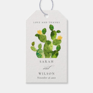 GROENE WATERVERF DESERT CACTUS FLOWER MONOGRAM CADEAULABEL