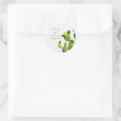 GROENE WATERVERF DESERT CACTUS FLOWER MONOGRAM RONDE STICKER (Tas)