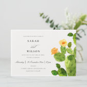 GROENE WATERVERF DESERT CACTUS FLOWER WEDING KAART (Staand voorkant)