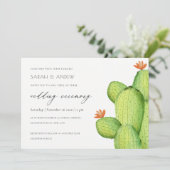 GROENE WATERVERF DESERT CACTUS FLOWER WEDING KAART (Staand voorkant)