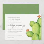 GROENE WATERVERF DESERT CACTUS FLOWER WEDING KAART (Voorkant / Achterkant)