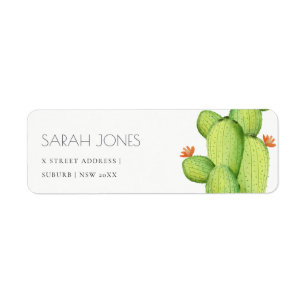 GROENE WATERVERF DESERT CACTUS-STROOMADRES ETIKET