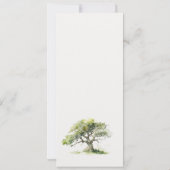 Groene Waterverf Eikenboom Wedding Menu Kaart (Achterkant)