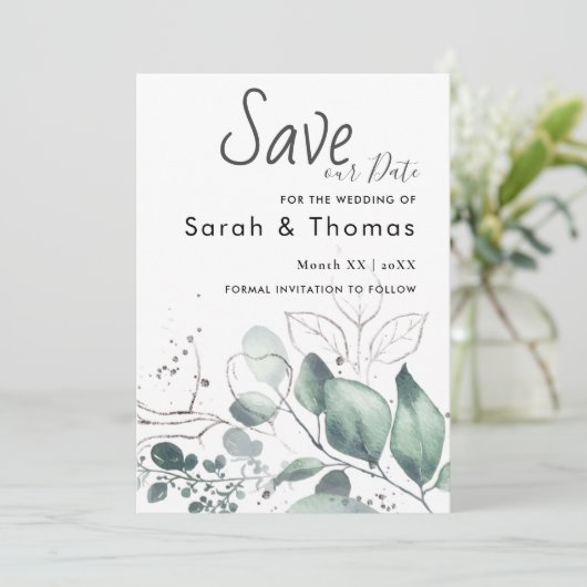 GROENE WATERVERF EUCALYPTUS BEWAREN ONZE DATUM AANKONDIGING (Staand voorkant)