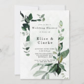 Groene Waterverf Eucalyptus Wedding Shower nodigt  (Voorkant)