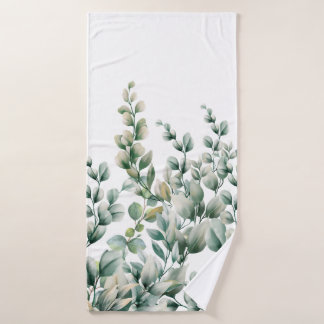 Groene Waterverf Eucalyptusblad Badhanddoek