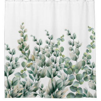 Groene Waterverf Eucalyptusblad Douchegordijn