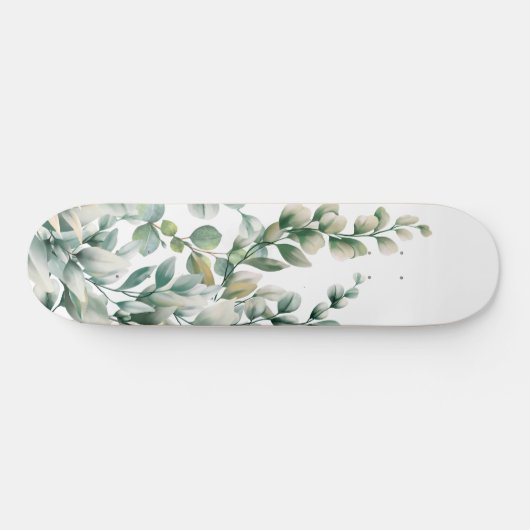 Groene Waterverf Eucalyptusblad Skateboard (Horizontaal)