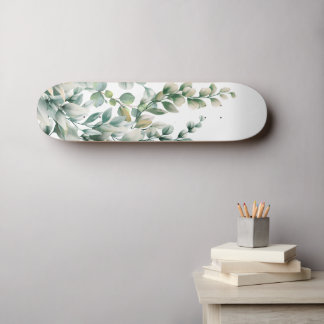 Groene Waterverf Eucalyptusblad Skateboard