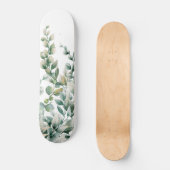 Groene Waterverf Eucalyptusblad Skateboard (Voorkant)