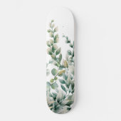 Groene Waterverf Eucalyptusblad Skateboard (Voorkant)
