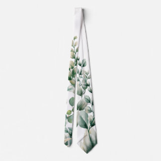 Groene Waterverf Eucalyptusblad Stropdas