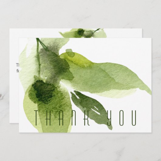 Groene Waterverf Foliage begrafenis Dank u Bedankkaart (Voorkant / Achterkant)