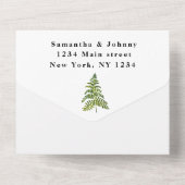 Groene Waterverf Foliage Botanical Wedding All In One Uitnodiging (Achterkant)