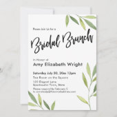 Groene Waterverf Foliage Bruids Brunch Kaart (Voorkant)
