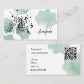 Groene Waterverf gestippelde QR Code Custom Visitekaartje (Voorkant / Achterkant)