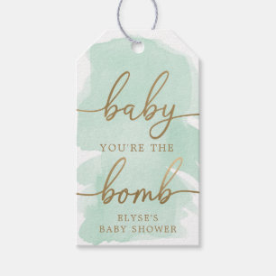 Groene Waterverf Gold Bath Bomb Favor Tag Cadeaulabel