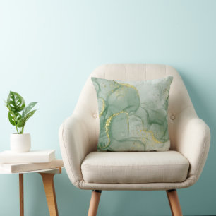 Groene waterverf goudglitter abstract kussen