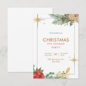Groene Waterverf Kerstavond Diner Party Kaart (Voorkant / Achterkant)