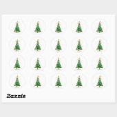 Groene Waterverf kerstboom Ronde Sticker (Vel)