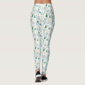 Groene Waterverf kerstboompatroon Leggings (Achterkant)