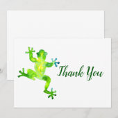 Groene Waterverf Kikker Bedankkaart (Voorkant / Achterkant)