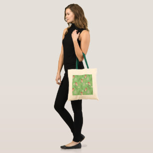 Groene waterverf kitten cat Santa Vrolijk Kerstfee Tote Bag