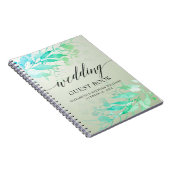Groene Waterverf laat bloemen bruiloft Guestbook Notitieboek (Rechterzijde)