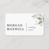 Groene Waterverf laat bruiloft wit Visitekaartje (Voorkant)