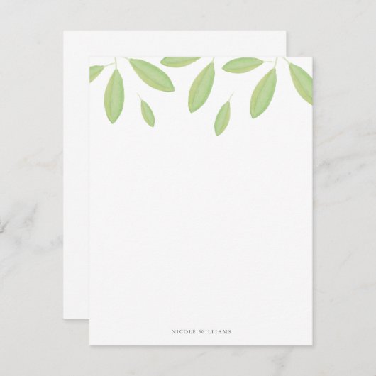 Groene Waterverf laat gepersonaliseerde verhalen o Notitiekaartje (Voorkant / Achterkant)