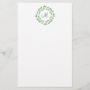Groene Waterverf Leaf Branches Wreath Briefpapier