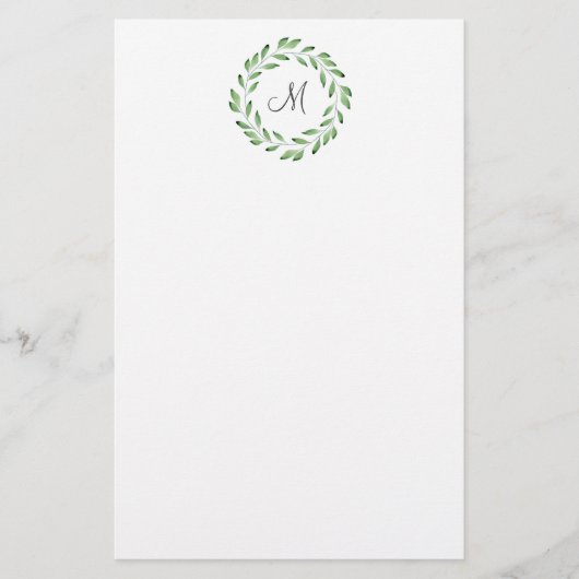 Groene Waterverf Leaf Branches Wreath Briefpapier (Voorkant)