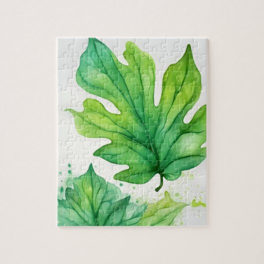 Groene Waterverf Leaf Legpuzzel (Verticaal)