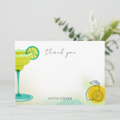 Groene Waterverf Margarita Lime Bruiloftsborrel Bedankkaart (Staand voorkant)