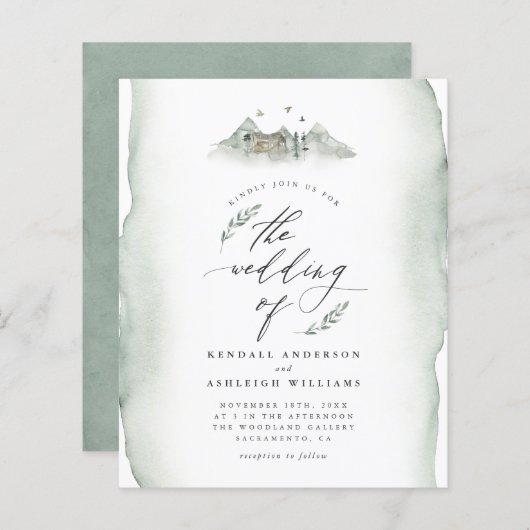 Groene Waterverf met budget en bruiloft in berggeb (Voorkant / Achterkant)