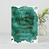 Groene Waterverf Modern Elegant Huwelijk Kaart (Staand voorkant)