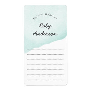 Groene Waterverf neutraal gender baby shower boek Etiket