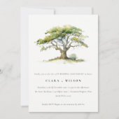 Groene Waterverf Oak Tree Wedding Jubileum Kaart (Voorkant)