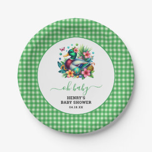 groene Waterverf One Lucky Duck Boy 1st Birthday Papieren Bordje