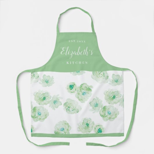 Groene waterverf op maat gekookt schort (Voorkant)