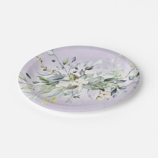 Groene Waterverf Paarse Lavendel Bruidsdiner Papieren Bordje (Gekanteld)
