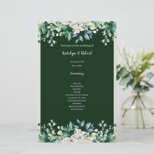 Groene Waterverf Palet van liefde Bruiloft (Staand voorkant)