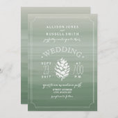 Groene Waterverf & Pine Cone Rustieke bruiloft Kaart (Voorkant / Achterkant)