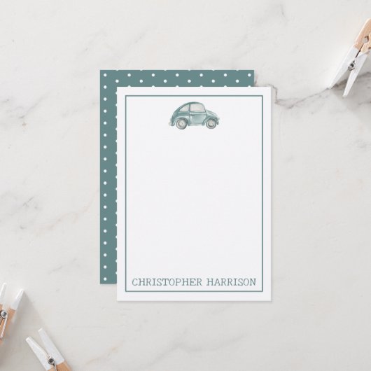 Groene Waterverf  Retro Buggy Bug Auto (Voorkant / Achterkant in situ)