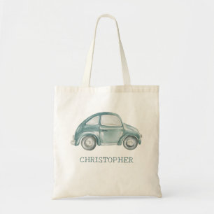 Groene Waterverf Retro Buggy Bug Auto Tote Bag