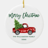 Groene Waterverf  rood voetstuk penseel Keramisch Ornament (Achterkant)