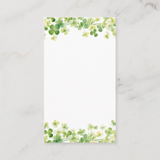Groene Waterverf Shamrock Luier Raffle Informatiekaartje (Achterkant)